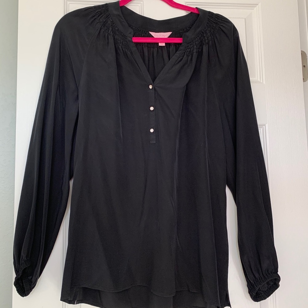 Lilly Pulitzer size M black silk Elsa